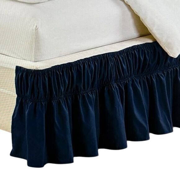 Twin Easy Fit Bed Ruffle Wrap Around Elastic Bed Skirt Easy Install Solid Royal - Picture 5 of 6